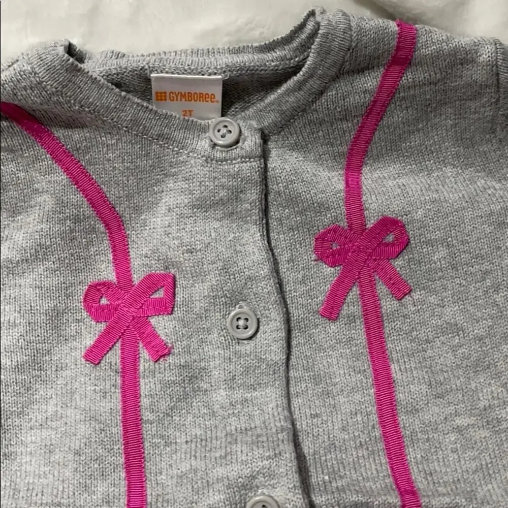 Gymboree 2t grey hot pink bows sweater worn once